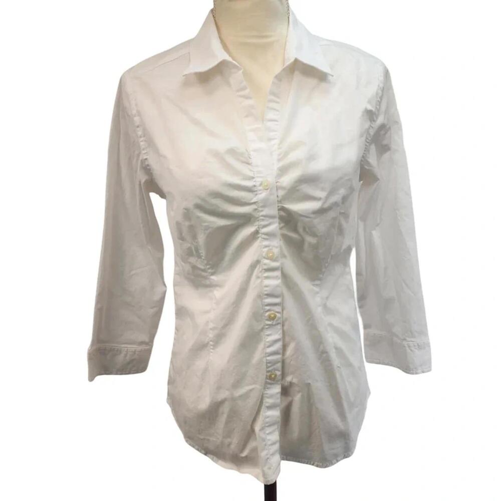 Nautica Jeans Co. Vintage White Stretch Button Down Top M